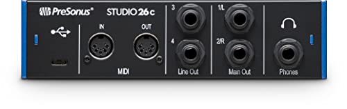 PreSonus Studio 26c 2x4, 192 kHz, USB Audio Interface with Studio One Artist and Ableton Live Lite DAW Recording Software PreSonus Studio 26c 2x4, 192 kHz, USB Audio Interface with Studio One Artist and Ableton Live Lite DAW Recording Software